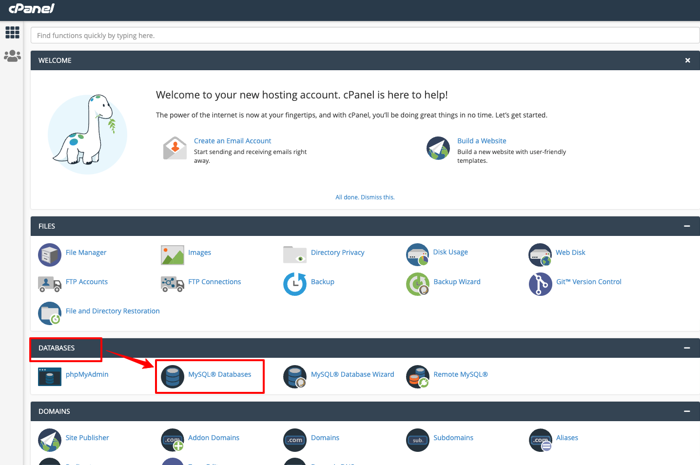 cPanel MySQL Database Wizard