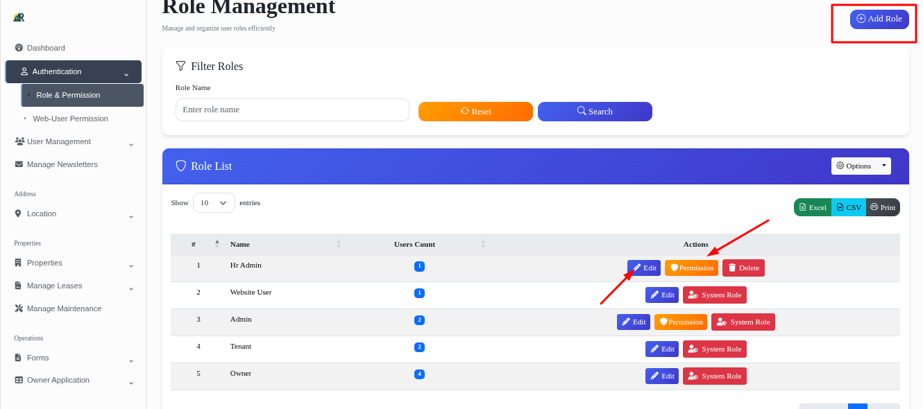 Property Manager Role Management