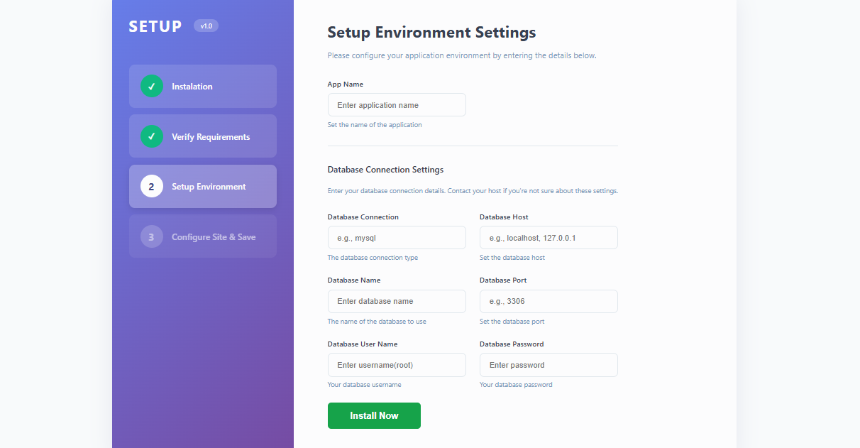 Environment configuration