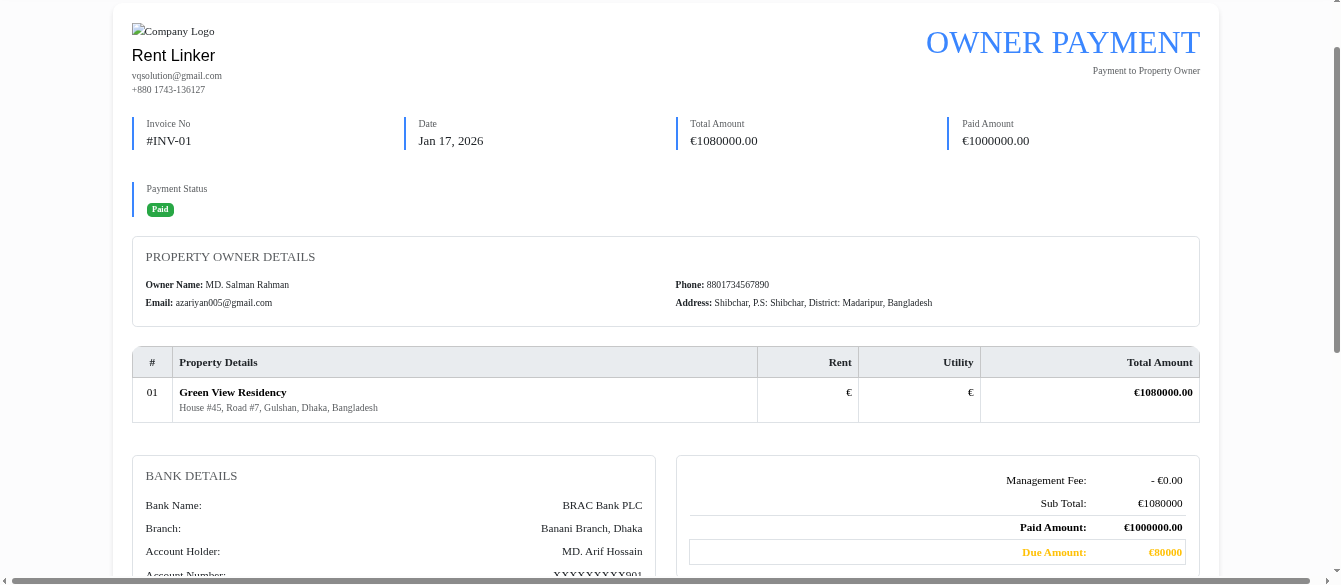 Invoice Management Dashboard