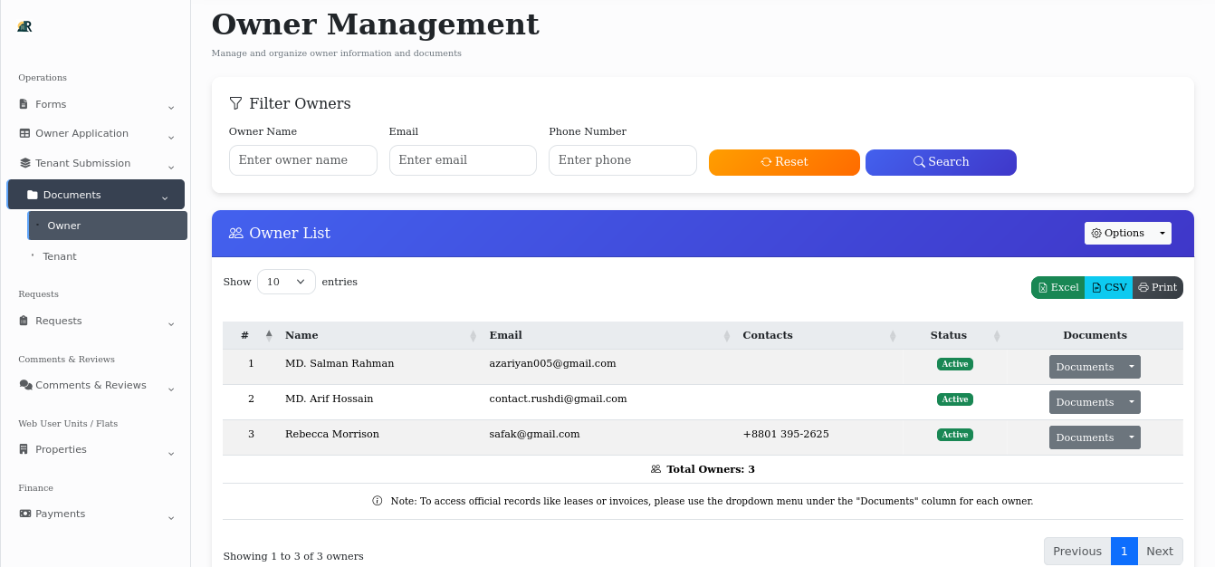 Documents Management Dashboard