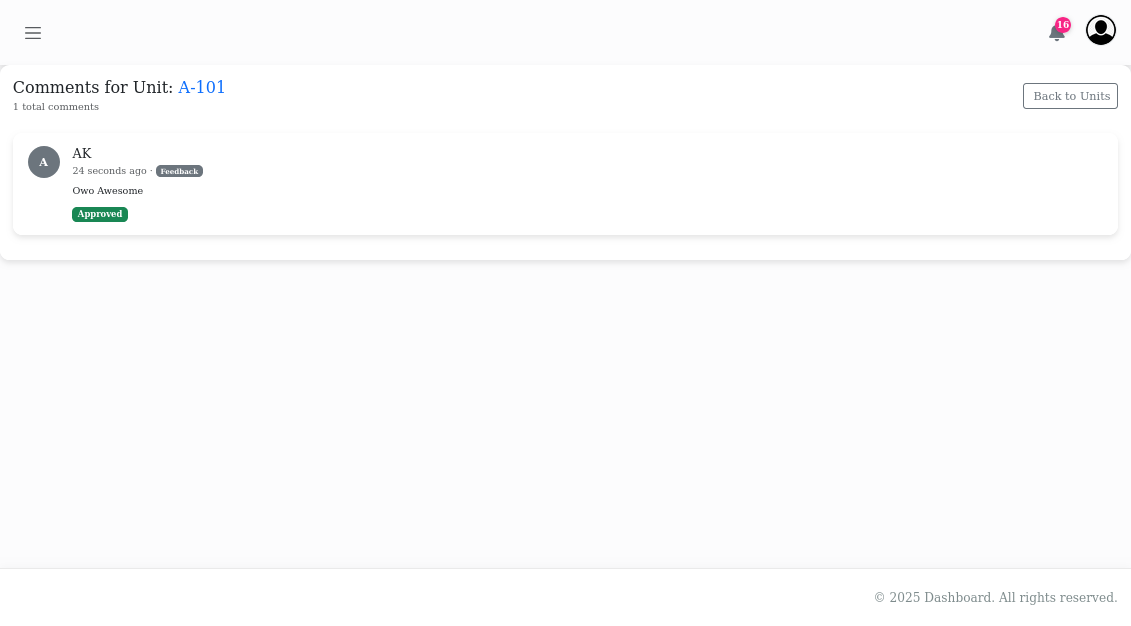 Comment and Review Dashboard