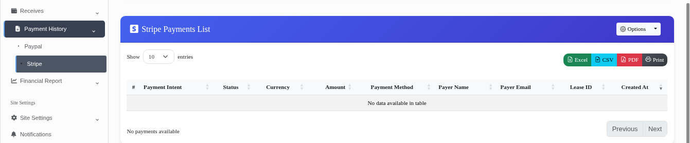 Payment History Dashboard