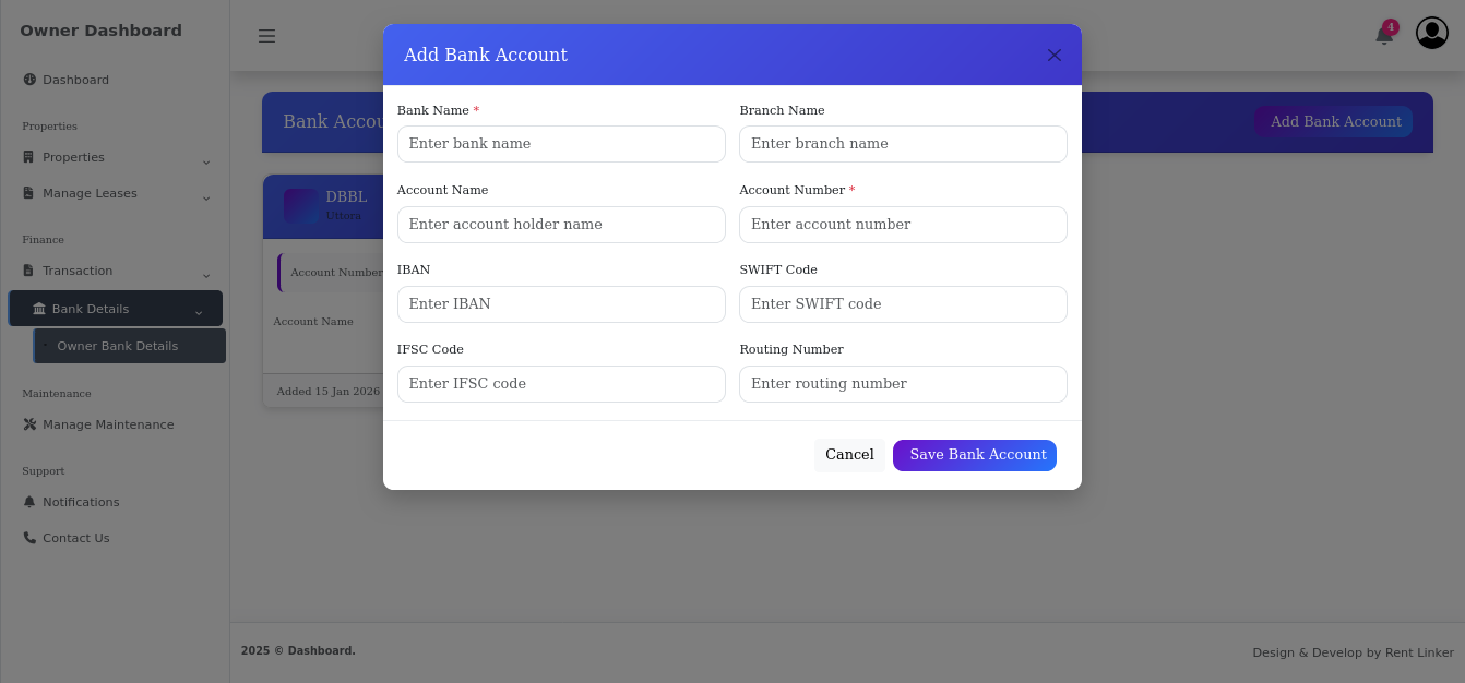 Bank Details Management