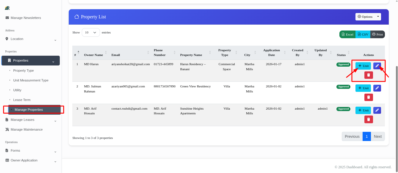 Property Manager Property Unit Management