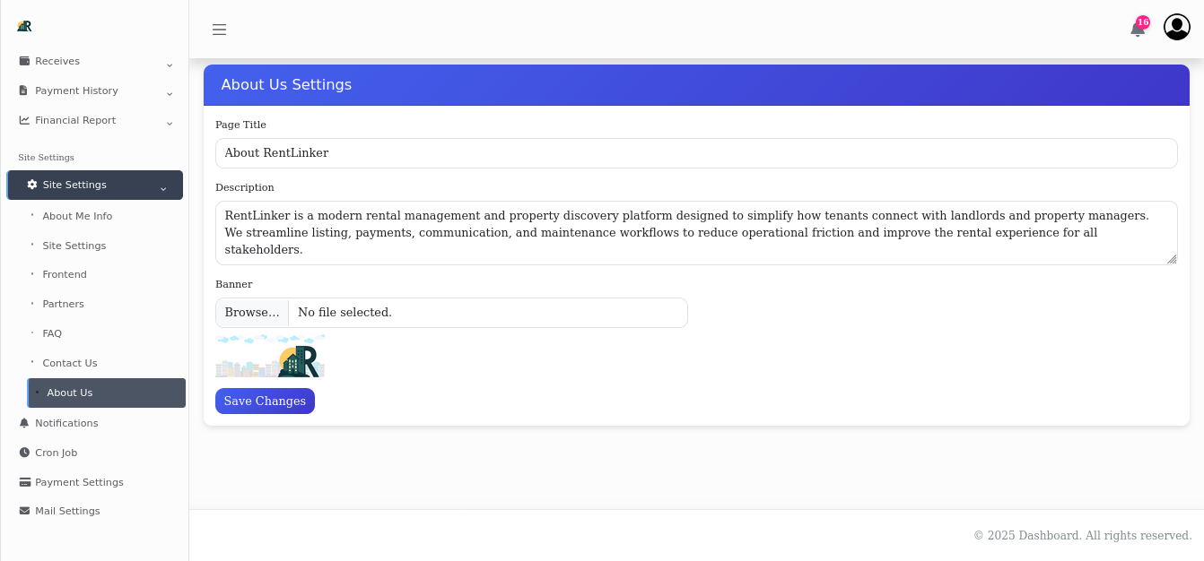 Site Settings Configuration Panel
